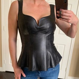 Fitted faux leather tank